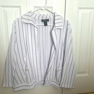White / Navy casual striped jacket